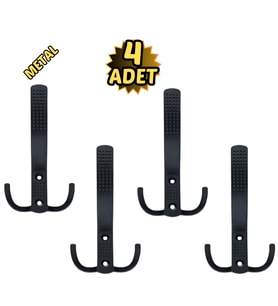 Noktalı Portmanto Vestiyer Askısı Metal Mat Siyah 4’lü