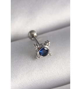 316L Çelik Gümüş Renk Mavi Zirkon Taşlı Tragus Piercing 5886 - GLST8153-4263