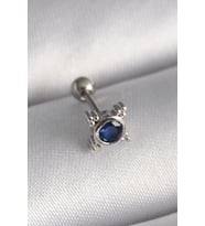316L Çelik Gümüş Renk Mavi Zirkon Taşlı Tragus Piercing 5886 - GLST8153-4263