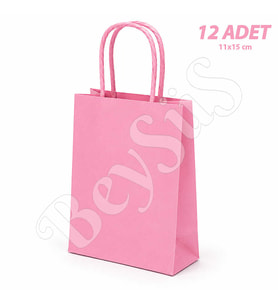 11x15 cm Hediyelik Kağıt Çanta Pembe 12 Adet