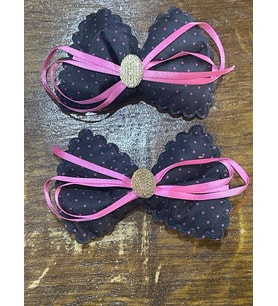 9X5 CM 2 ADET PEMBE PUANTİYELİ GİYİM VE TOKA AKSESUARI APLİKE HOBİ MALZEMESİ