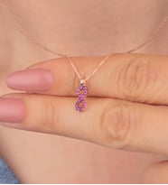 925 Ayar Gümüş Pembe Taşlı Sonsuzluk Kolye