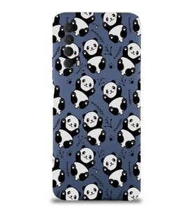Huawei P Smart 2021 Uyumlu Lansman Kılıf Panda Tasarımlı İçi Kadife Kapak-Petrol Mavisi (Şeffaf)