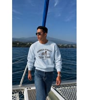 Erkek Organik Pamuklu Yumuşacık Baskı Detaylı Bisiklet Yaka İçi Polarlı Sweatshirt