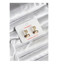 Mey İthalat® 14K Gold Renk Kaplama Zirkon Taşlı Halka Model CM Kadın Küpe