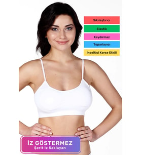 Yeni Sezon Esnek Askılı Pedli Rahat Kadın Konforlu İnce Askılı Pedli Kadın Büstiyer İç Giyim (Beyaz)
