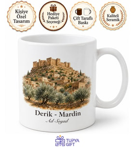 Derik Tarihi Dokusu Doğası Mardin Hatırası Kupa Bardak Hediye