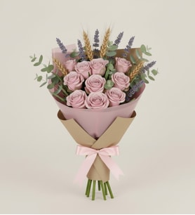 Buket Kağıdında 10'lu Pembe Gül