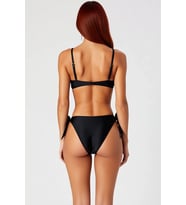 Kadın Bikini Takımı Bağlamalı Straplez Kaplı Brazilian Yüksek Bel Balensiz Örme Raşel Düz Şık