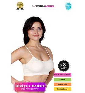 #Büstiyer Dikişsiz Seamless Kadın Esnek Yumuşak Kumaş İp Askılı Pedsiz Spor Büstiyer - 3 Adet