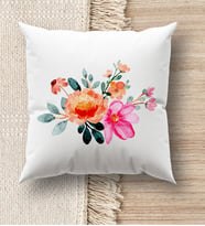 BK Gift Çiçek Tasarımlı Beyaz Kırlent Yastık, Ev Hediyesi, Ev Dekorasyonu, Dekoratif Hediye (Model 10)