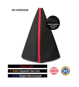 Fort CONNECT 2007-2012 Uyumlu Siyah Deri Özel Tasarım Kırmızı Şerit Vites Körüğü