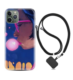 Apple iPhone 11 12 13 14 Pro Max Kılıf Boyun Askılı Silikon Sakız ve Kız 1767