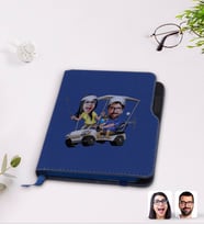 BK Gift Kişiye Özel Sevgililer Karikatürlü Lacivert Termo Deri Defter-96