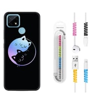 Realme C11 C21 C21Y C25Y C11 2021 Kılıf Kablo Koruma Spiral Silikon Love Cats 1604