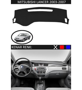 Mitsubishi Lancer 2003-2007 İçin Uygun Torpido Koruma Halısı Siyah Kenar Renk Siyah