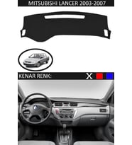 Mitsubishi Lancer 2003-2007 İçin Uygun Torpido Koruma Halısı Siyah Kenar Renk Siyah