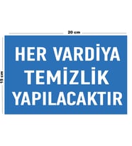 Metal Her Vardiya Temizlik Yapılacaktır 15 Cm x 20 Cm Uyarı Levhası Yönlendirme Tabelası