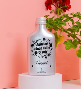 Anneler Günü Kişiye Özel 200ML Gümüş Renkli Cam Şişe Freshleaf Limon Kolonyası