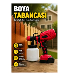 21V Şarjlı Kablosuz Boya Püskürtme Tabancası 800 ml Hazneli Ergonomik Tasarım