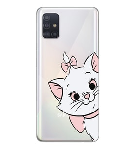 Samsung Galaxy A71 Uyumlu Marie Kedicik Desenli Şeffaf Telefon Kılıfı