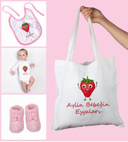 eJOYA Bebeklere Özel Çantasında Kişiye Özel Zıbın Önük Ve Patik Bebek Hediye Seti 109777 (Pembe)
