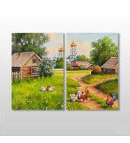 Köy Evi Kanvas Tablo 70x60cm (Karışık)