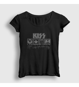 Presmono Kadın Siyah Signs Kiss T-Shirt 91738tt