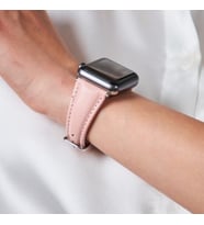 vagave Apple Watch 38mm 40mm 41mm 3 4 5 6 7 se 8 Uyumlu Kadın Deri Kordon Saat Kordonu (Pembe)