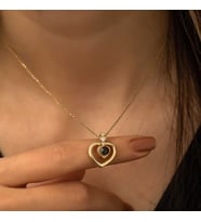 Gümüş Gold Kalp 100 Dilde Seni Seviyorum Kolye