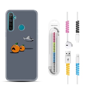 Realme 5i 5 Pro 6i 7 Pro 8 Kılıf Kablo Koruma Spiral Silikon Orange Escape 1374