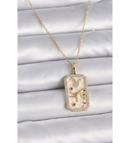 316L Çelik Gold Renk Zincir Boğa Burcu Zirkon Taşlı Kadın Kolye 5886 - LOHO6703-3114