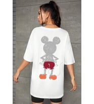 Unisex Mause  Baskılı T-shirt (Beyaz)