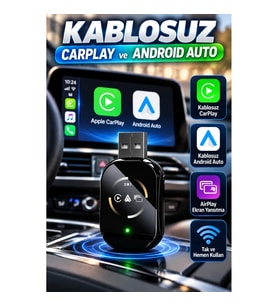 Kablosuz CarPlay ve Android Auto Adaptörü – AirPlay Ekran Yansıtma