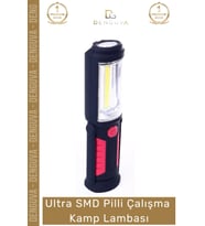 Deluxe Seri Beyaz Aydınlatma Kauçuk Mıknatıslı Ultra SMD Pilli Çalışma Kamp Lambası
