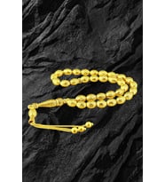 14 Ayar Altın Kaplama Tesbih - Greek Motif Tesbih - Arpa Kesim Tesbih - Tesbih - Füzyon Tesbih