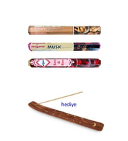 3 Paket 20 Çubuklu Tütsü Musk - Wood - Red Rose - Kayık Hediyeli