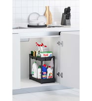 Siyah 2 Katlı Düzenleyici Mutfak ve Banyo Rafı