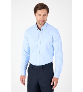 Koyu Mavi Uzun Kol Düğmeli Yaka Cepsiz Performans Ürün Slim Fit  Gömlek 1004250270