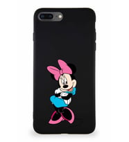 Apple iPhone 8 Plus Soft Premier Kapak Minnie Mouse-D Tasarımlı Silikon Kılıf - Siyah (Şeffaf)