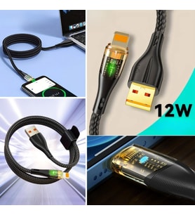 Mcg® Led Işık Uçlu Sağlam İp Kablolu USB to Lightning Hızlı Şarj Kablosu