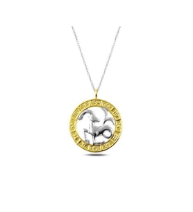 Gümüş Gold Oğlak Burcu Kolye CSR2183113