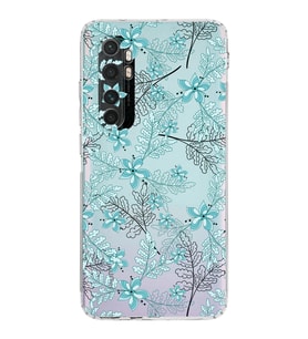 Xiaomi  Mi Note 10 Lite  Kamera Korumalı Kapak Floral Su Yeşili Tasarımlı Şeffaf  Kılıf