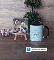 Yılın Annesi Fotoğraflı Dekoratif Taş, Kupa Bardak Beyaz Hediye (Model 11)