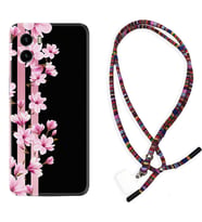 Vivo Y15S Y32 Y33S Y51 Y53S Kılıf Boyun Asklı Rasta Silikon Pink Flowers 3 1393