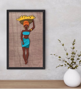 BK Home African Woman Dekoratif Ahşap Siyah Çerçeveli Tablo-3