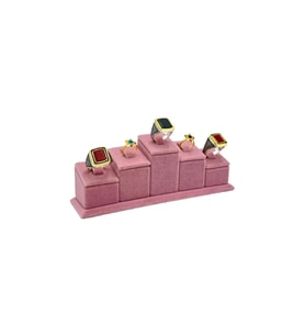5 Li Grup Yüzük Standı Düz Süet Pembe