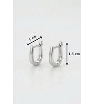 925 Ayar Gümüş Taşsız Minimal J Kadın Küpe 1,5 cm Zarif Halka Küpe