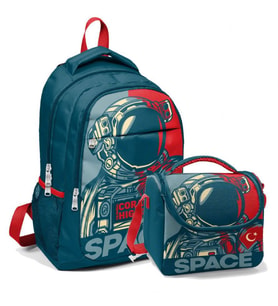 Coral High Okul Sırt Çantası ve Beslenme Çantası Erkek Çocuk Lacivert Astronot