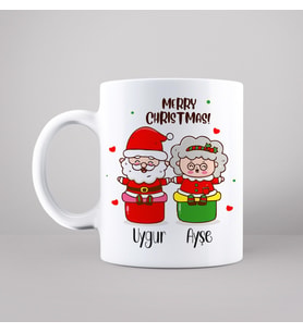 Mutlu Yıllar & Merry Christmas & Yılbaşı & Noel Baba Tasarımlı Kupa Kişiye Özel